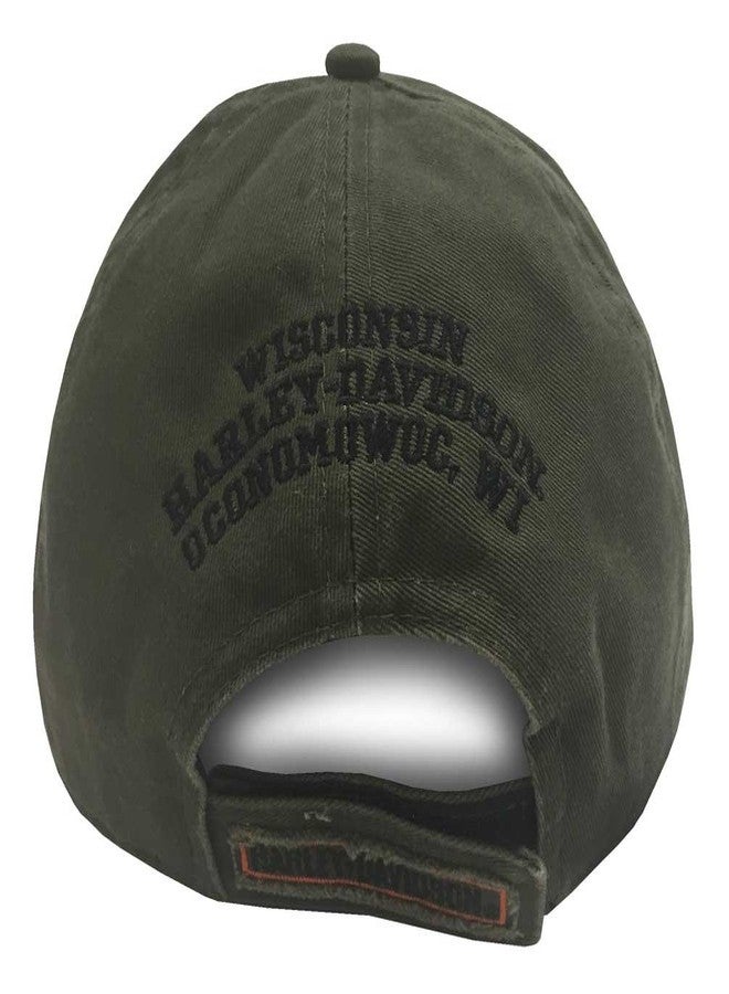 HARLEY DAVIDSON Harley-Davidson Men's Embroidered Long Bar & Shield Baseball Cap, Olive - Image 2